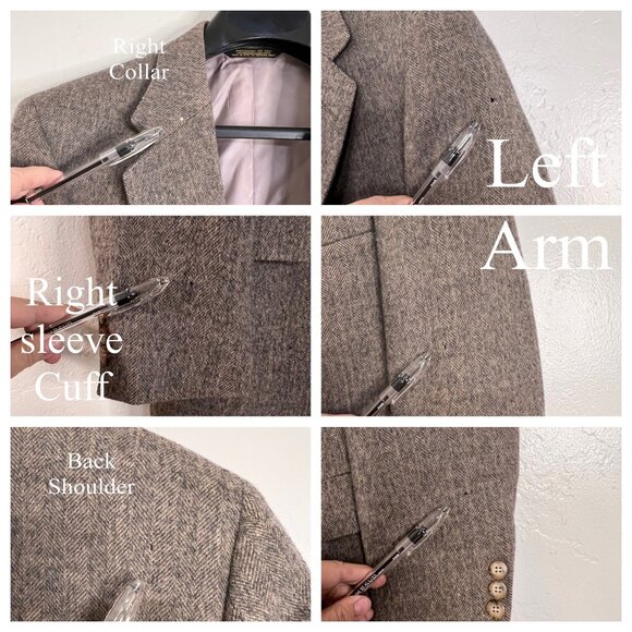 Stonehaven Mens Brown Herringbone Wool Blazer 2-Button USA Made Size 42R flaw - Picture 11 of 16